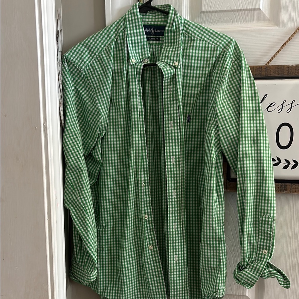 Polo by Ralph Lauren Green Checkered Men's Shirt